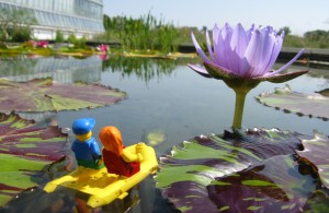 Boat with LEGO people in front of the Conservatory