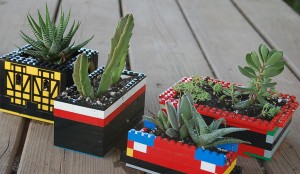 LEGO block planters with plants prize