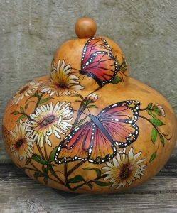 painted gourd with butterflies