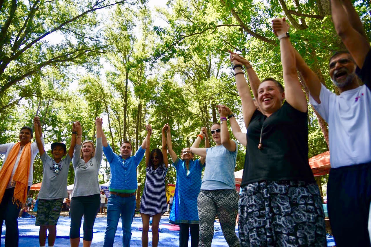 Laughter yoga with the trees