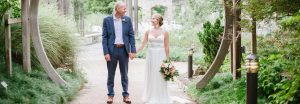 Bride and Groom at Lewis Ginter Botanical Garden at the Moon Gate in the Asian Valley